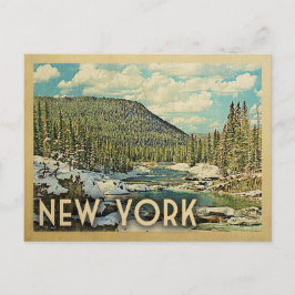 New York Vintage Travel Snowy Winter Nature Postkarte