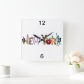 New York Wall Clock Quadratische Wanduhr (Zuhause)