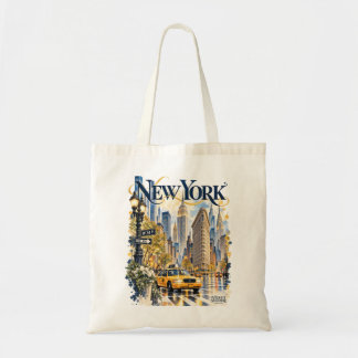 New York Watercolor Tote Bag | Velvet Signature Tragetasche