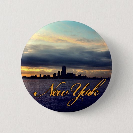 New York Waterfront Sunset Button (Vorderseite)
