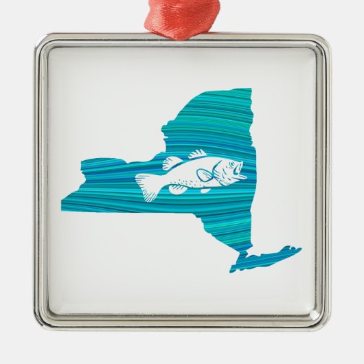 New York Wave Fishing Ornament Aus Metall (Vorne)