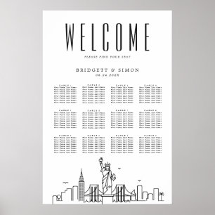 New York Wedding   12 Tabelle Sitzplan Poster