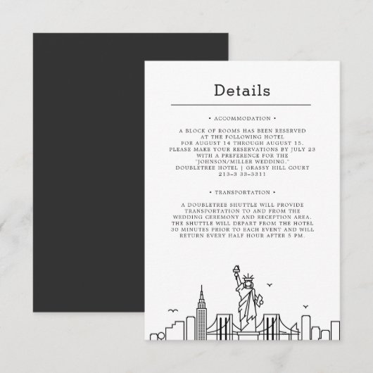 New York Wedding | Gästedaten Einladung (Vorne/Hinten)