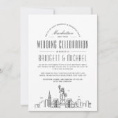 New York Wedding | Moderner Deko City Skyline Einladung (Vorderseite)