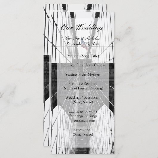 New York Wedding NYC Brooklyn Bridge Programm (Vorne/Hinten)