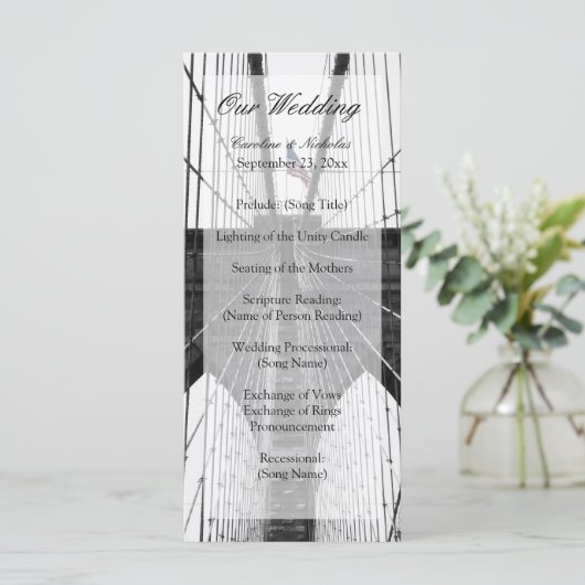 New York Wedding NYC Brooklyn Bridge Programm (Stehend Vorderseite)