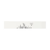New York Wedding | Stilisierte Skyline Monogram Einladungsbanderole (Flach)