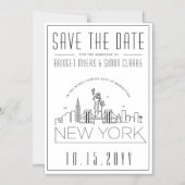New York Wedding | Stilisierte Skyline Save the Da Magneteinladung (Vorderseite)