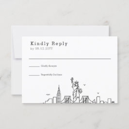 New York Wedding | Stilisierte Skyline-UAWG RSVP Karte