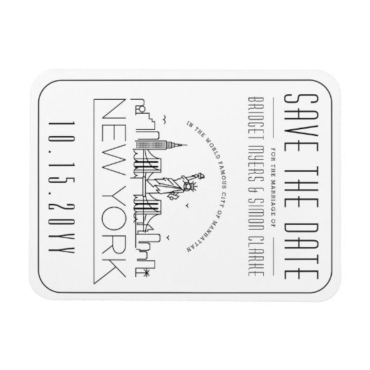 New York Wedding Stylized Skyline Save the Date Magnet (Horizontal)