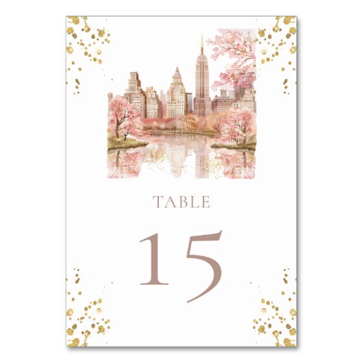 New York Wedding Tischnummer (Vorderseite)