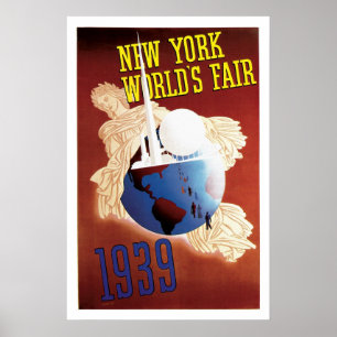 New York, Weltausstellung Vintage Reise Poster