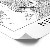 New York White Map Poster (Ecke)