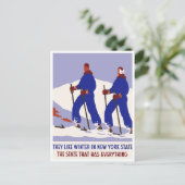 New York Winter Ski Vintage Reise Postkarte (Stehend Vorderseite)
