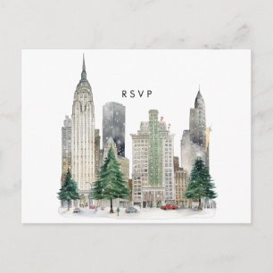 New York Winterurlaub Hochzeit rsvp Postkarte