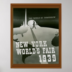 New York World's Fair 1939 Vintage Schwarz Weiß Poster
