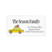 New York Yellow Cab Taxi mit Weihnachtsgeschenken Adressaufkleber (Vorne)
