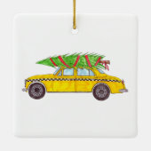 New York Yellow Cab Taxi Weihnachtsbaum Keramikornament (Rückseite)