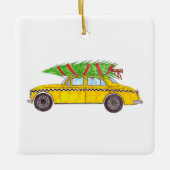 New York Yellow Cab Taxi Weihnachtsbaum Keramikornament (Vorderseite)