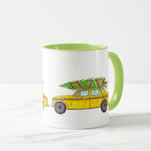 New York Yellow Cab Taxi Weihnachtsbaum Tasse (VorderseiteRechts)