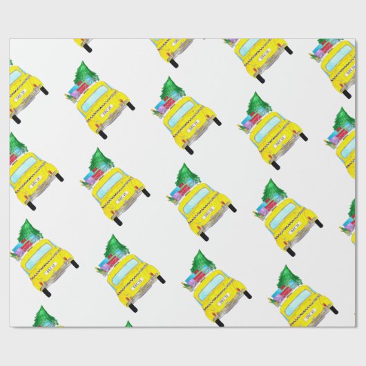 New York Yellow Cab Taxi Weihnachtsgeschenke Geschenkpapier (Flach)