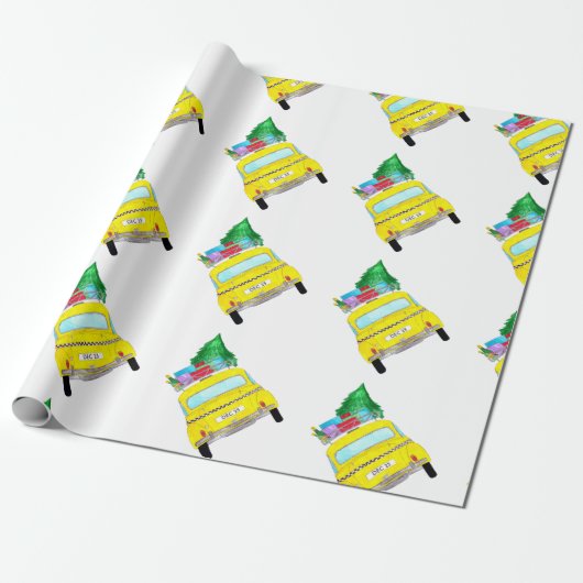 New York Yellow Cab Taxi Weihnachtsgeschenke Geschenkpapier (Ungerollt)