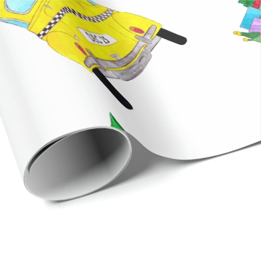 New York Yellow Cab Taxi Weihnachtsgeschenke Geschenkpapier (Rolleneckpunkt)