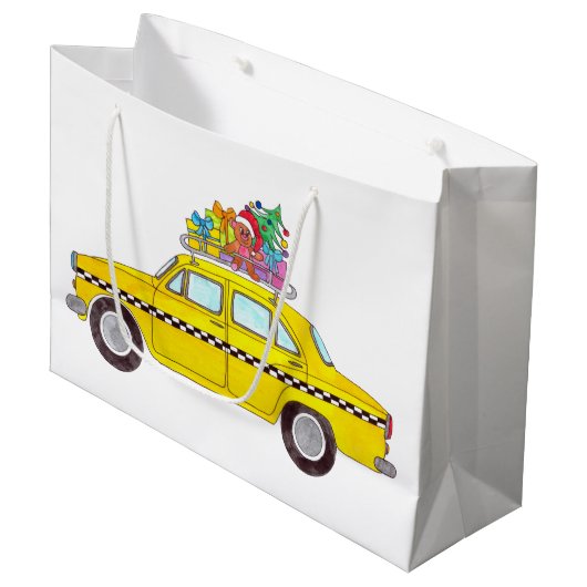 New York Yellow Cab Taxi Weihnachtsgeschenke Große Geschenktüte (Vorderseite Schrägansicht)