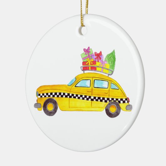 New York Yellow Cab Taxi Weihnachtsgeschenke Keramik Ornament (Links)