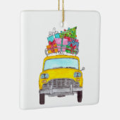 New York Yellow Cab Taxi Weihnachtsgeschenke Keramikornament (Rechts)