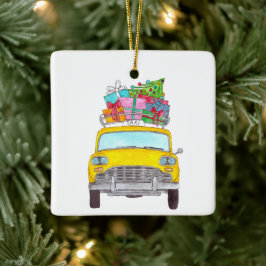New York Yellow Cab Taxi Weihnachtsgeschenke Keramikornament