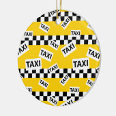 New York Yellow Taxi Cab Driver Checkerboard Keramik Ornament (Links)