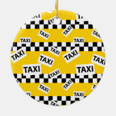 New York Yellow Taxi Cab Driver Checkerboard Keramik Ornament (Hinten)
