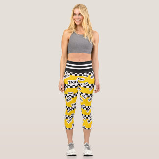 New York Yellow Taxi Cab Pattern Capri Leggings