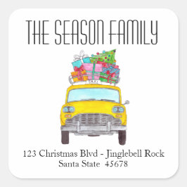 New York Yellow Taxi Cab Weihnachtsgeschenke Quadratischer Aufkleber