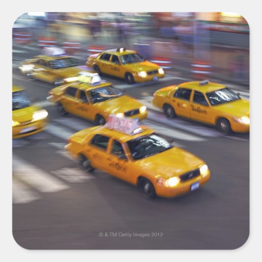 New York Yellow Taxi Quadratischer Aufkleber (Vorderseite)