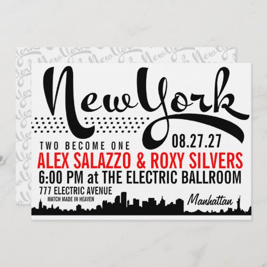 NEW YORK Zieleinladung Einladung (Vorne/Hinten)