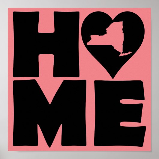 New York Zuhause Heart Staat Poster Sign (Vorne)