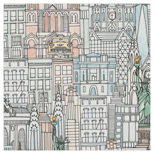 New- YorkAquarell Stoff (Muster)