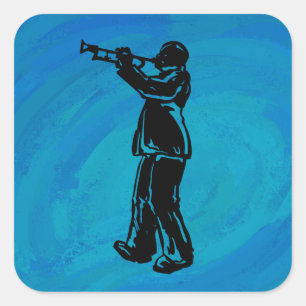 New- YorkBoogie-Nachttrompete-Blau Quadratischer Aufkleber