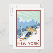 New YorkDownhill Skier Scene Postkarte (Vorne/Hinten)