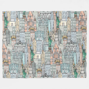 New Yorker Aquarell Fleecedecke