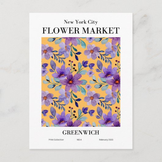New Yorker Blume Market, Greenwich Postcard Postkarte (Vorderseite)