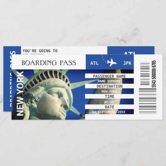 New Yorker Boarding Pass Wochenende Einladung (Vorne/Hinten)