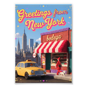 New Yorker Bodega Nacht Taxi Skyline Poster