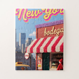 New Yorker Bodega Nacht Taxi Skyline Poster Puzzle