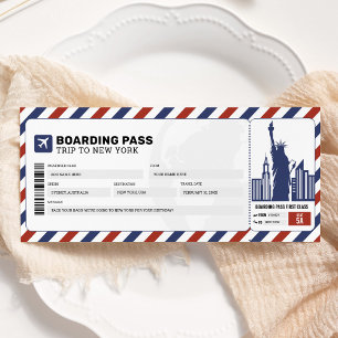 New Yorker Bordkarte Reise Flug Ticket Einladung