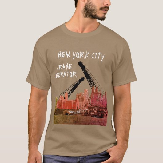 New Yorker City Crane Operator Skyline-Comic der 1 T-Shirt (Vorderseite)
