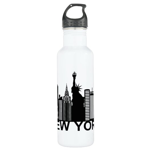 New Yorker City Silhouette Edelstahlflasche (Vorderseite)