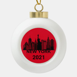 New Yorker City Silhouette Keramik Kugel-Ornament